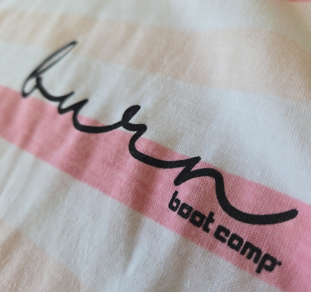 Burn Boot Camp Pink & White Striped Tank Top